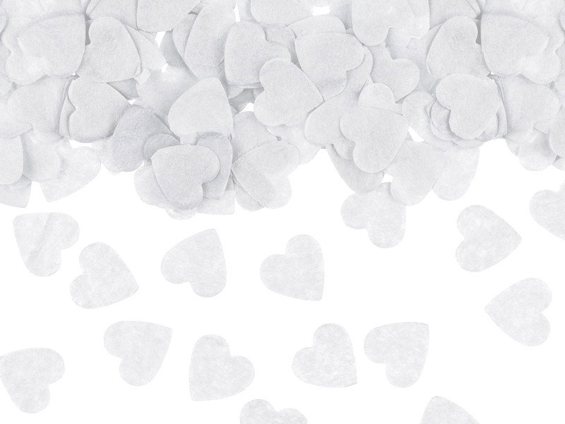 Confettikanon, witte hartjes, mini