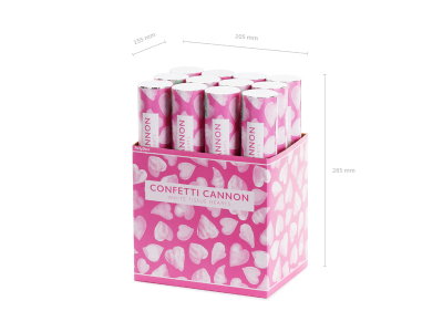 Confettikanon, witte hartjes, mini