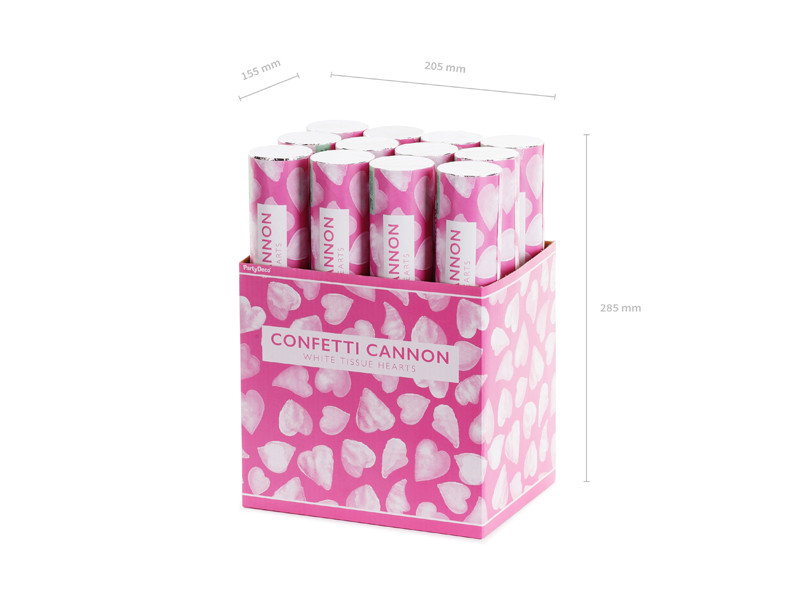 Confettikanon, witte hartjes, mini