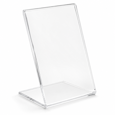 Porte-affiche incliné A4, pied en L, transparent