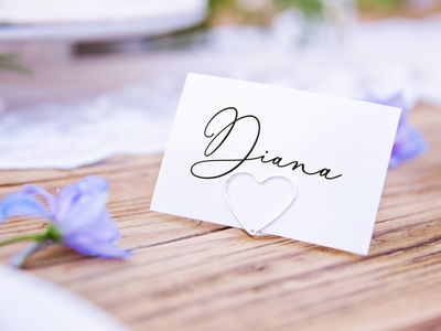 Porte-noms Cœurs, argent, 10 pcs