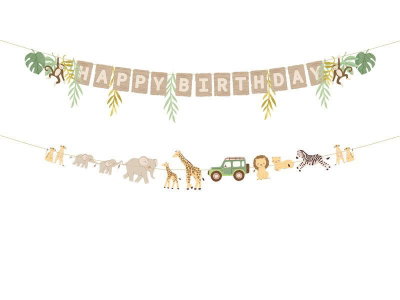 Happy Birthday Safari girlanger, 2 delar