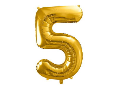 Ingår i Sonic 5-årskalas: Stor guldfärgad sifferballong, siffra 5, ca 86 cm