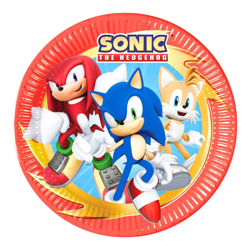 Papptallrikar med Sonic, Knuckles och Tails, 8-pack