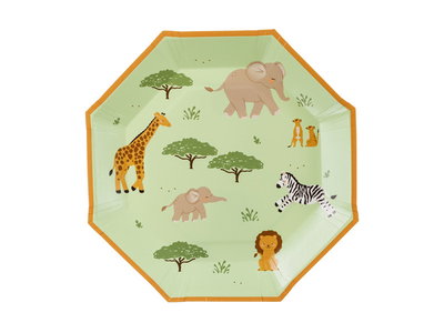 Papieren borden, Safari, groen/oranje, 6-pack