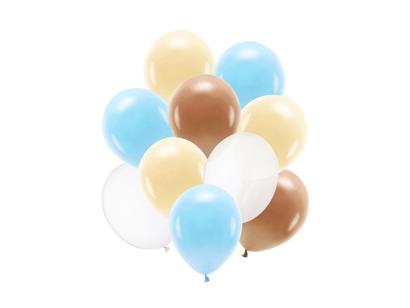 Ballong, beige & blå-mix, 10-pack