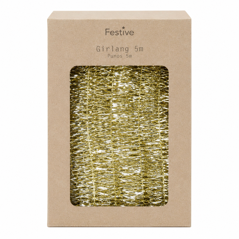 Glitterguirlande, guld, 5 m x 25 mm