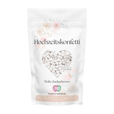 Hochzeitskonfetti, Weiße Zuckerherzen