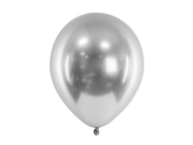 Ballong, glossy silver, 10-pack