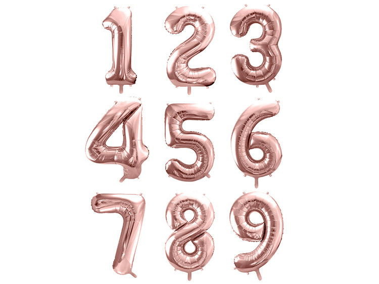 Heliumfylld sifferballong, stor roséguld