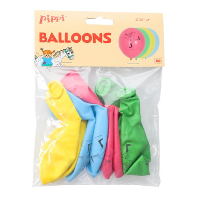 Ballong Pippi Långstrump, färgmix, 8-pack