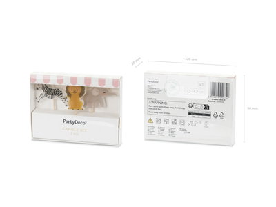 Verjaardagskaarsjes Safari, mix, 3 stuks