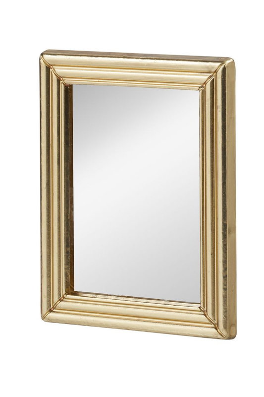 Spiegel, miniatuur, goudkleurig, 3,9 x 5 cm