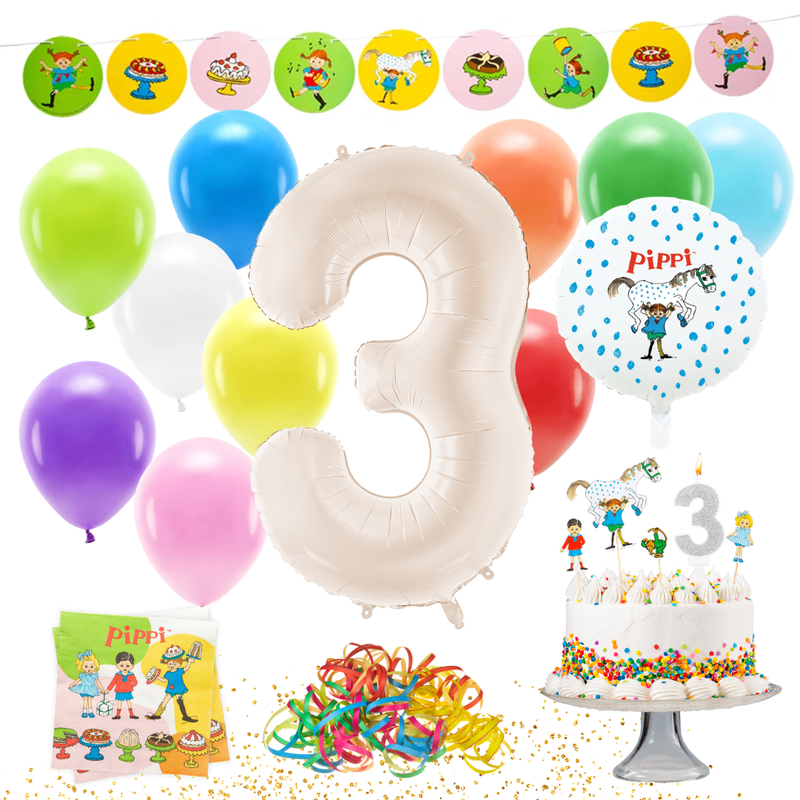 3-årskalas med Pippi Långstrump-tema