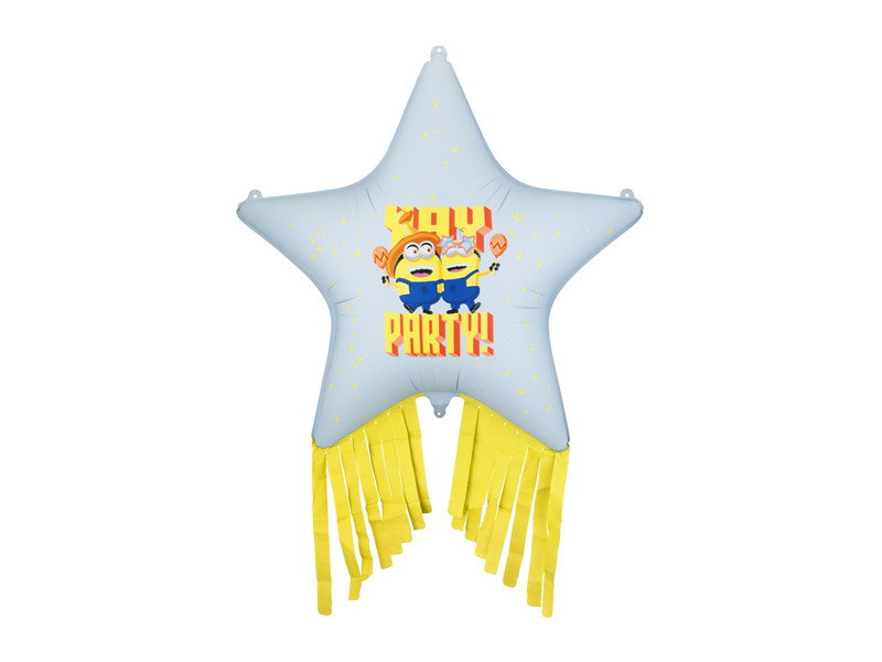 Folieballon, Minions, stjerne med kvaster, 72 cm, farvemix, 1-pak