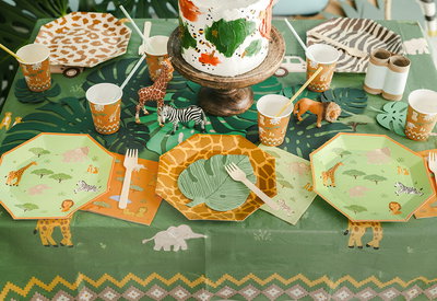 Servetten, Safari, groen/oranje mix, 12-pack