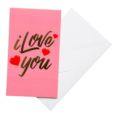 Rosa I love you-kort med kuvert