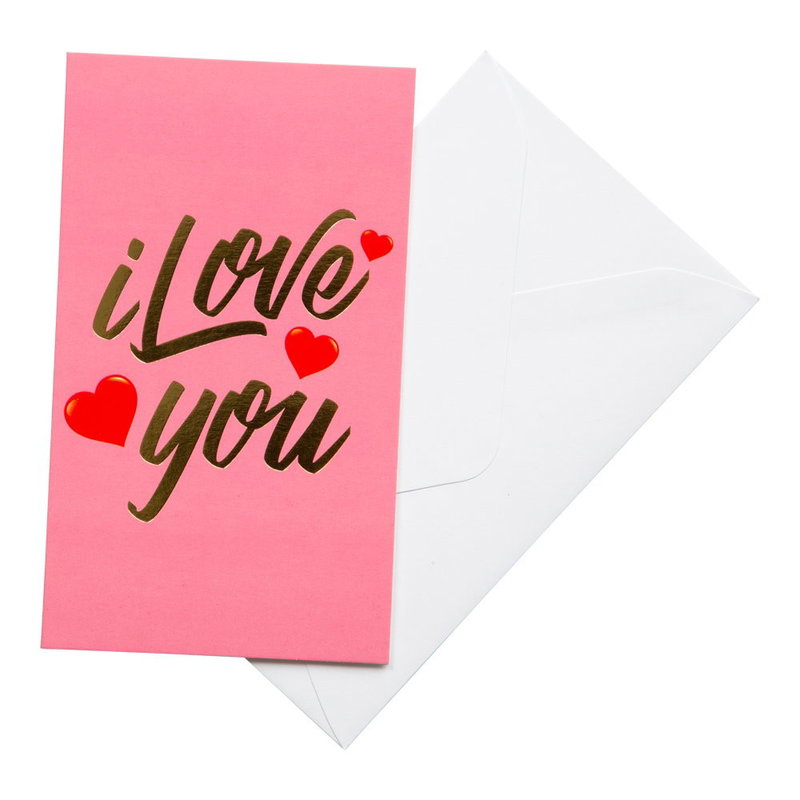 Rosa I love you-kort med kuvert
