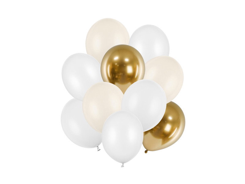 Ballong, beige & guld-mix, 10-pack