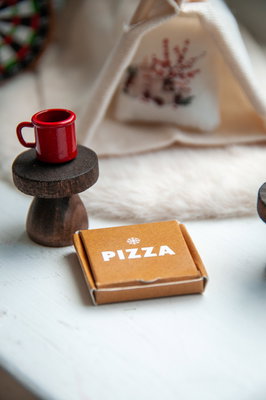 Nissedør, Mini-pizzaæske, 3 x 3 cm