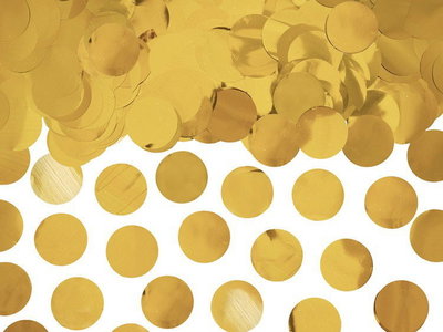 Rund konfetti i guld metallic, cirka 15 gram