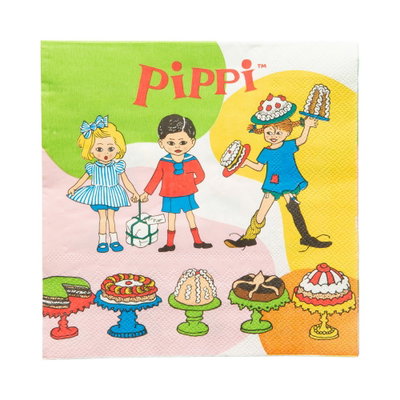 Ingår i Pippi 3-årskalas: Pippi Långstrump servetter 16-pack