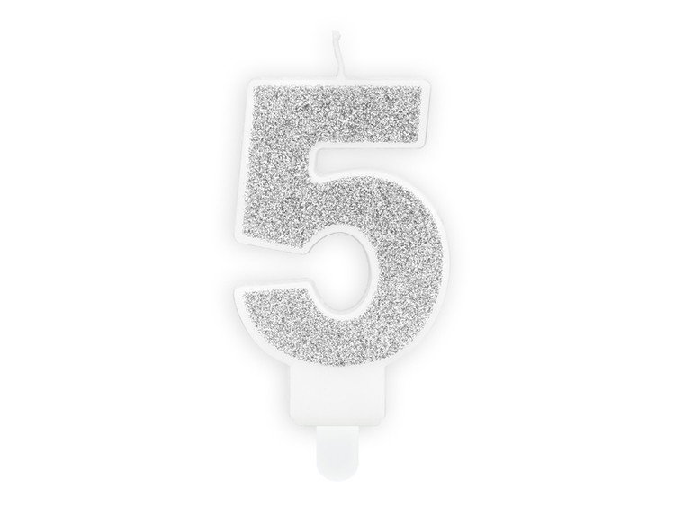 Kakku kynttilän figuuri, hopea glitter (5)