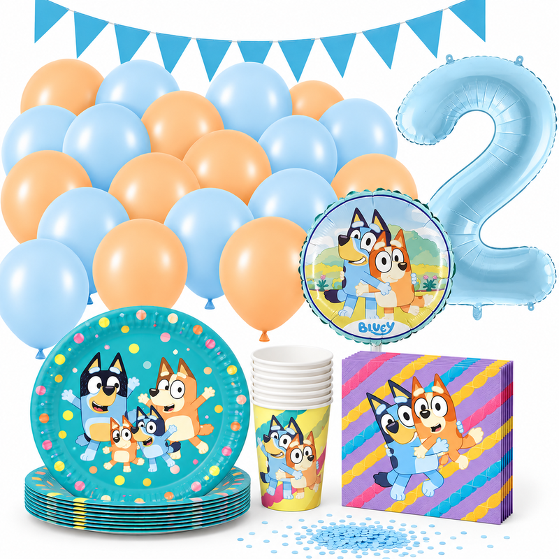 Bluey 2-årskalas med sifferballong 2 och 9 produkter