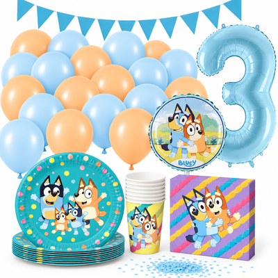Bluey 3-årskalas med sifferballong 3 och 9 produkter
