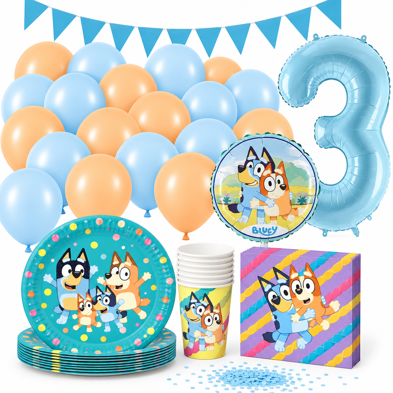 Bluey 3-årskalas med sifferballong 3 och 9 produkter