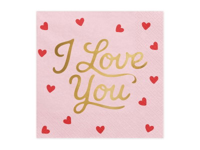 Servetter, I love you, rosa, 20-pack