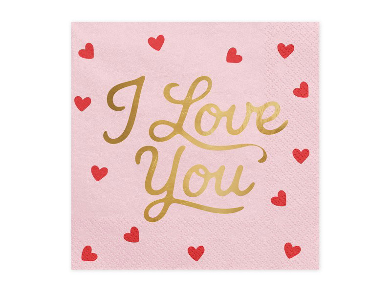 Servetter, I love you, rosa, 20-pack