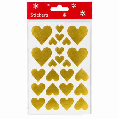 Stickers, hjärtan, guld, 2 storlekar