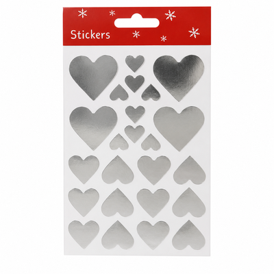 Stickers, hjärtan, silver, 2 storlekar