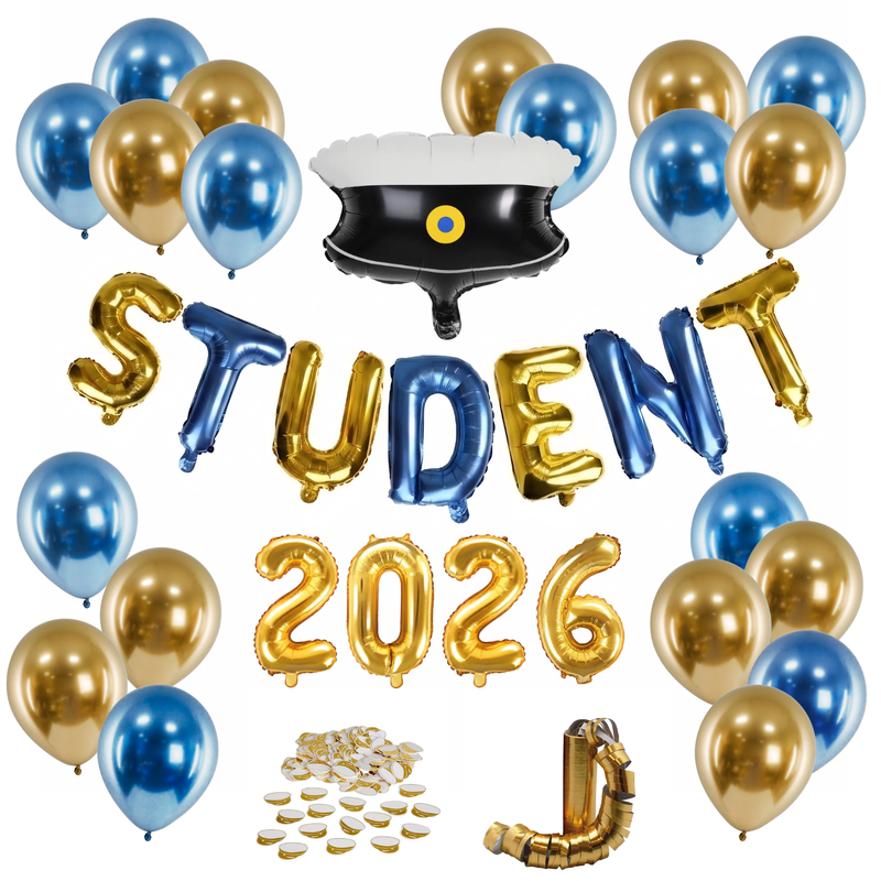 Studentdekoration, Paket Glossy Guld/Blå
