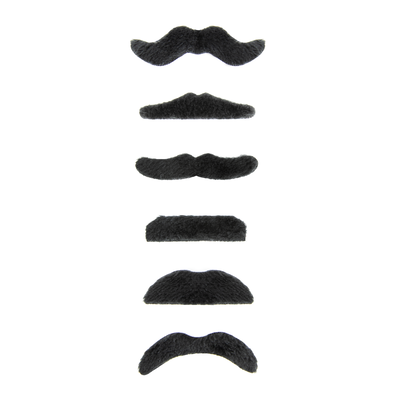 Lösmustascher, svarta, 6-pack