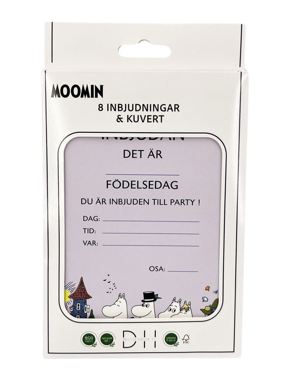 Einladungskarten, Mumin, 8 Stück + Umschläge