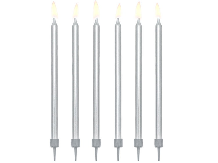 Tårtljus, silver, 12-pack