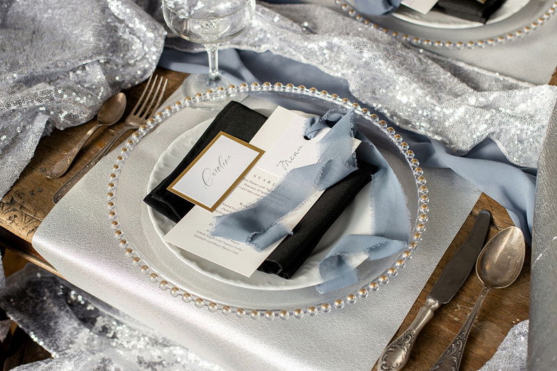 Chiffongband, ljus dimblå