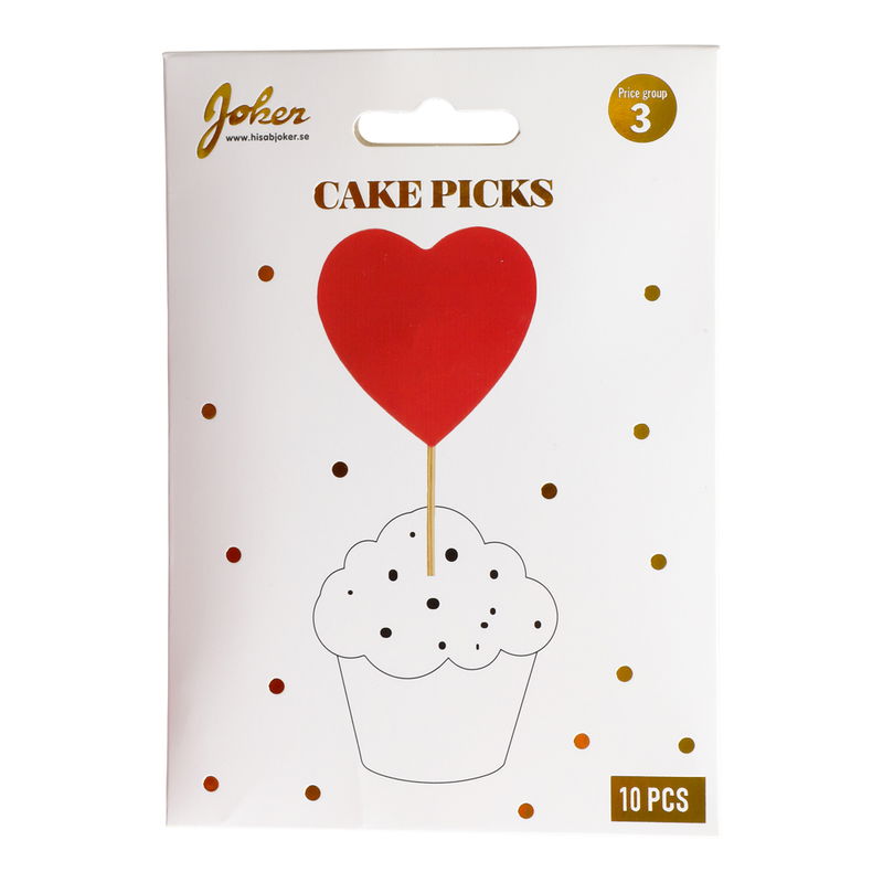 Cake picks hjerter røde