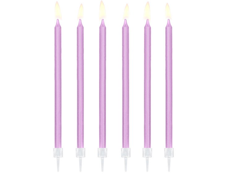Tårtljus, lila, 12-pack