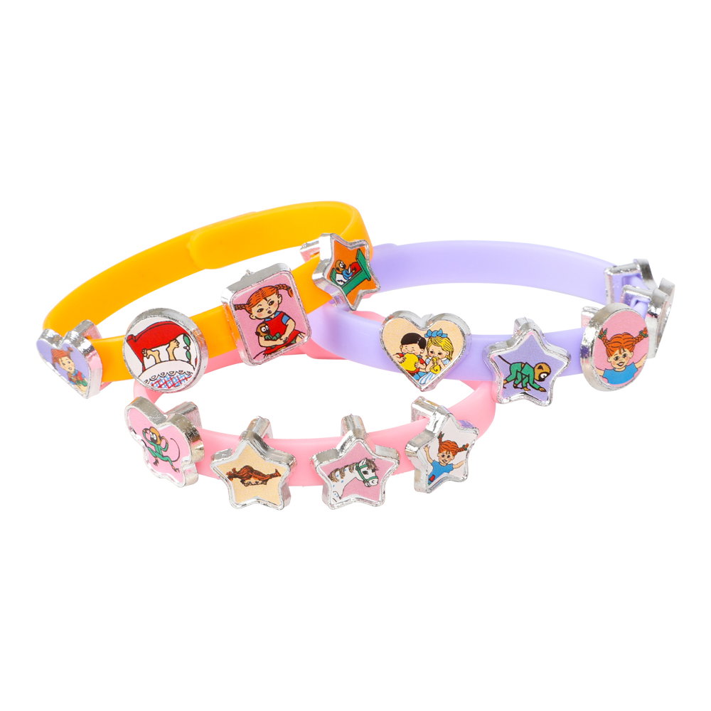 Armbånd med charms, Pippi Langstrømpe, 3-pak
