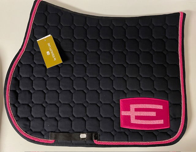 Hoppschabrak med E-logga Cerise/rosaglitter