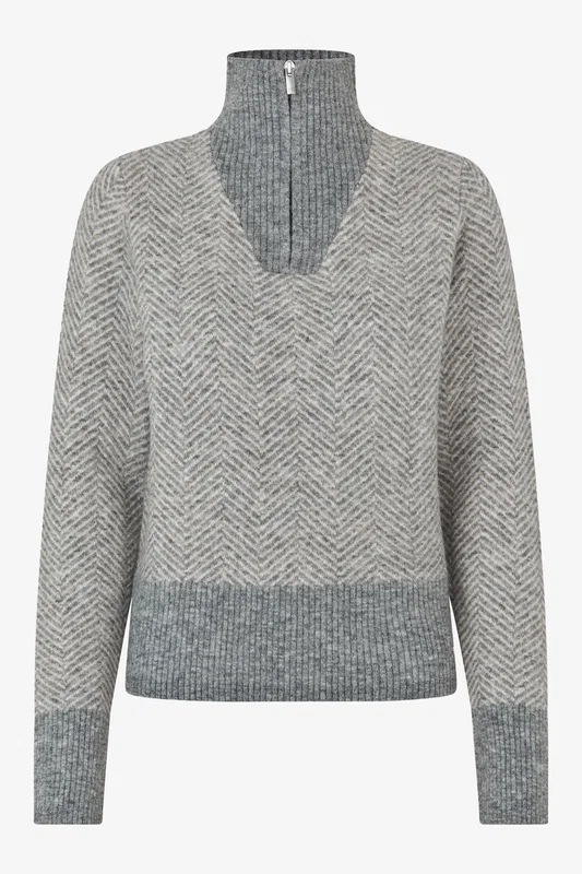 KLaudrey stickad tröja Light grey malange