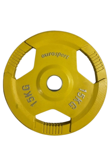 Viktskiva gummi gul 15 kg 50 mm