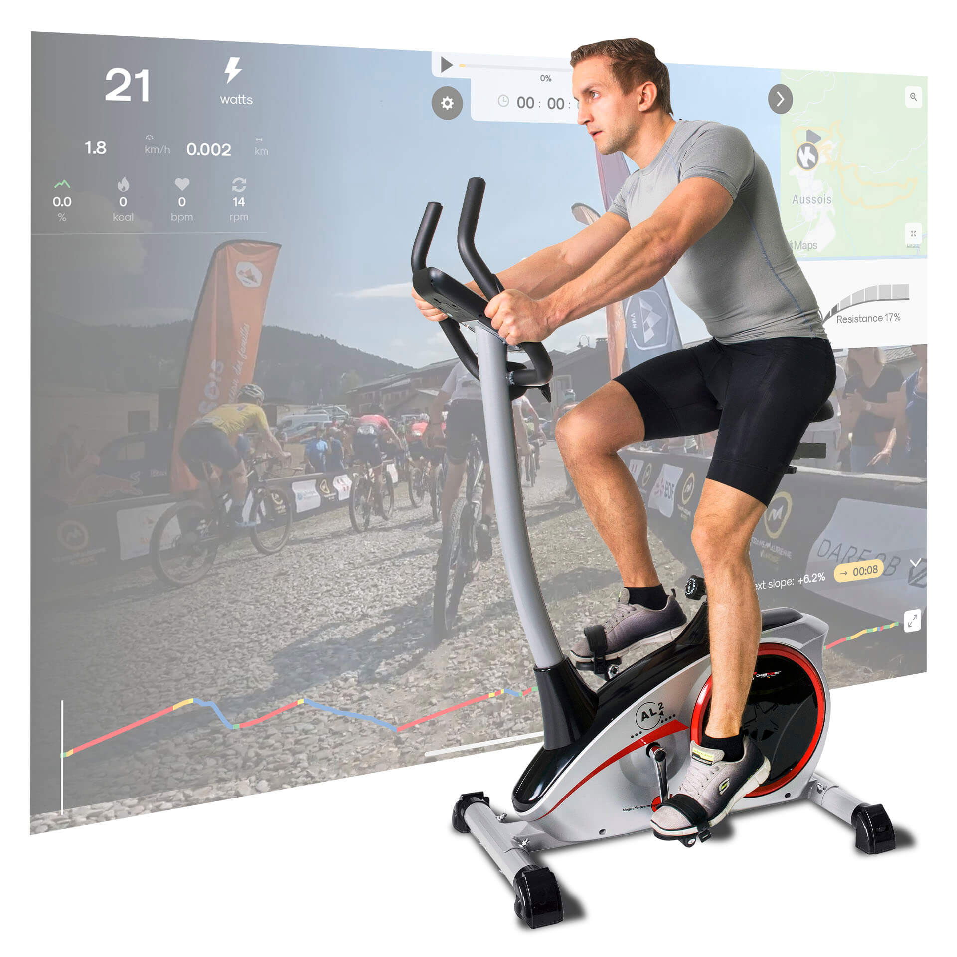 Motionscykel AL2 B&auml;st i Test (S Kinomap/Swift - Silver)