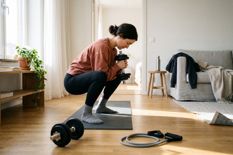 Träningsprogram hemma för nybörjare – helkroppspass med band, skivstång eller multigym
