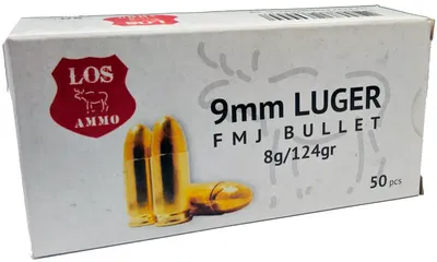 LOS AMMO, 9 mm LUGER 124gr FMJ - 50 ASK