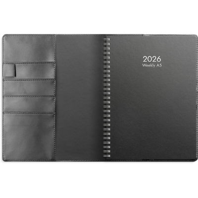 Kalender Weekly A5 2026 konstläder svart
