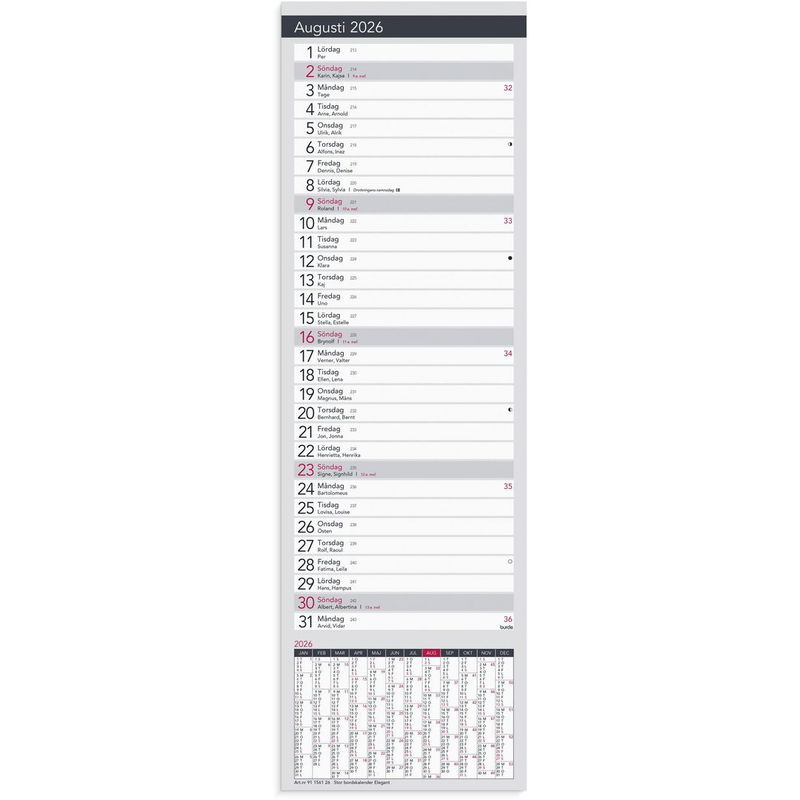 Stor Bordskalender Elegant 2026